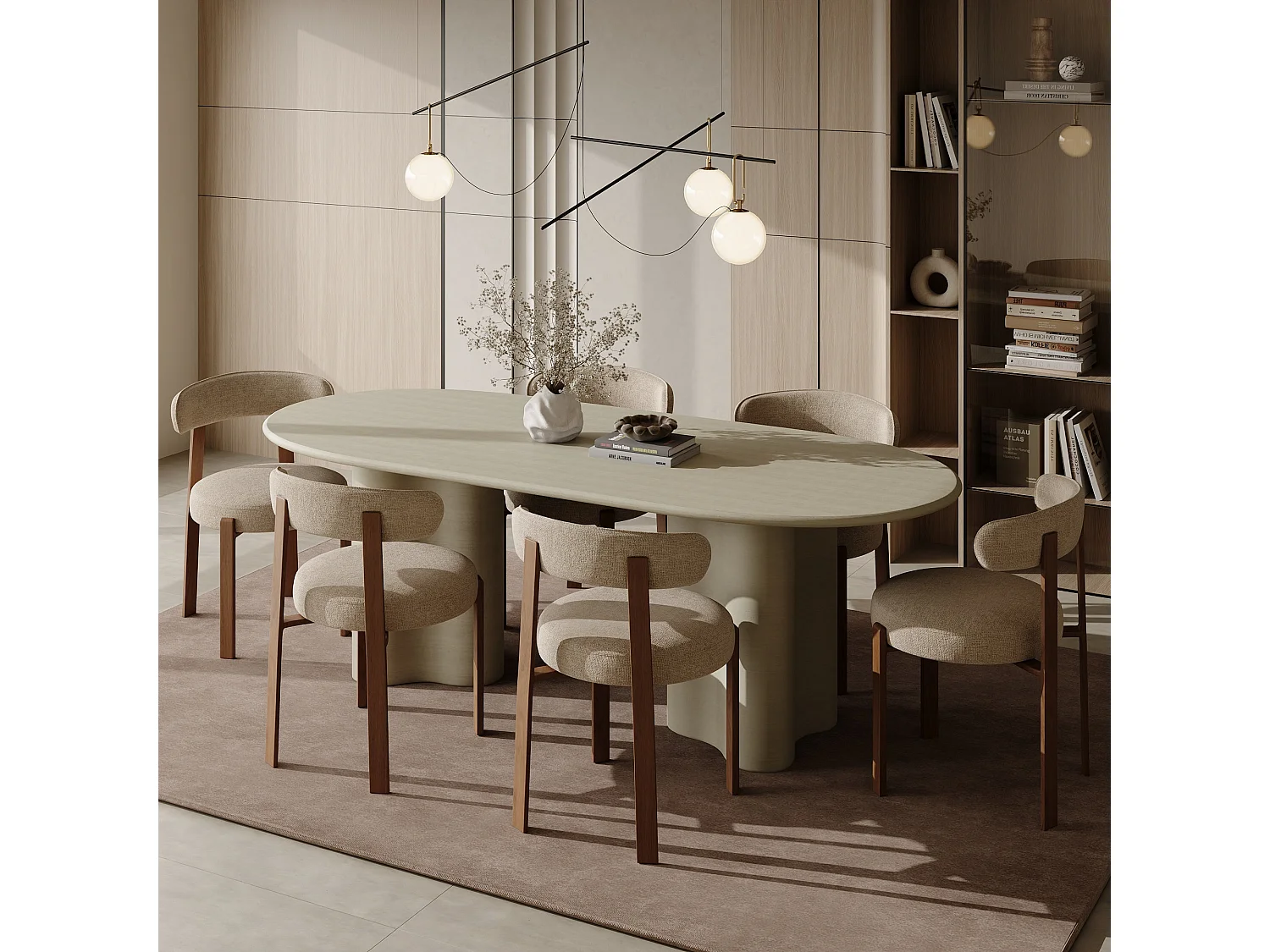 Lot de 2 chaises velours chenillé taupe et pieds noyer JUNA