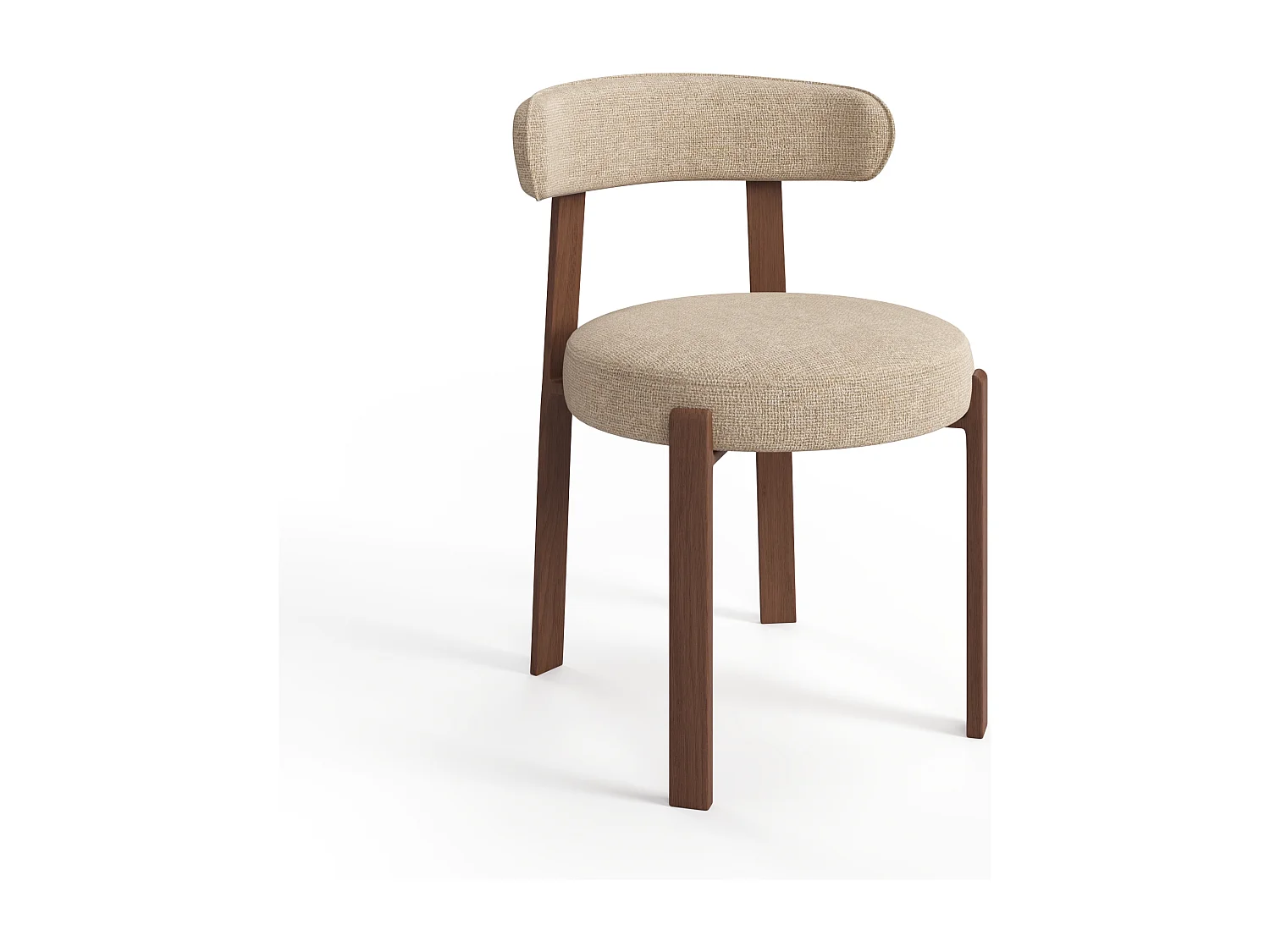 Lot de 2 chaises velours chenillé taupe et pieds noyer JUNA