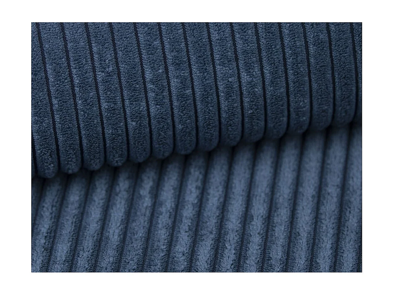 Canapé KIARA d'angle réversible convertible 4 places en velours côtelé - Bleu foncé