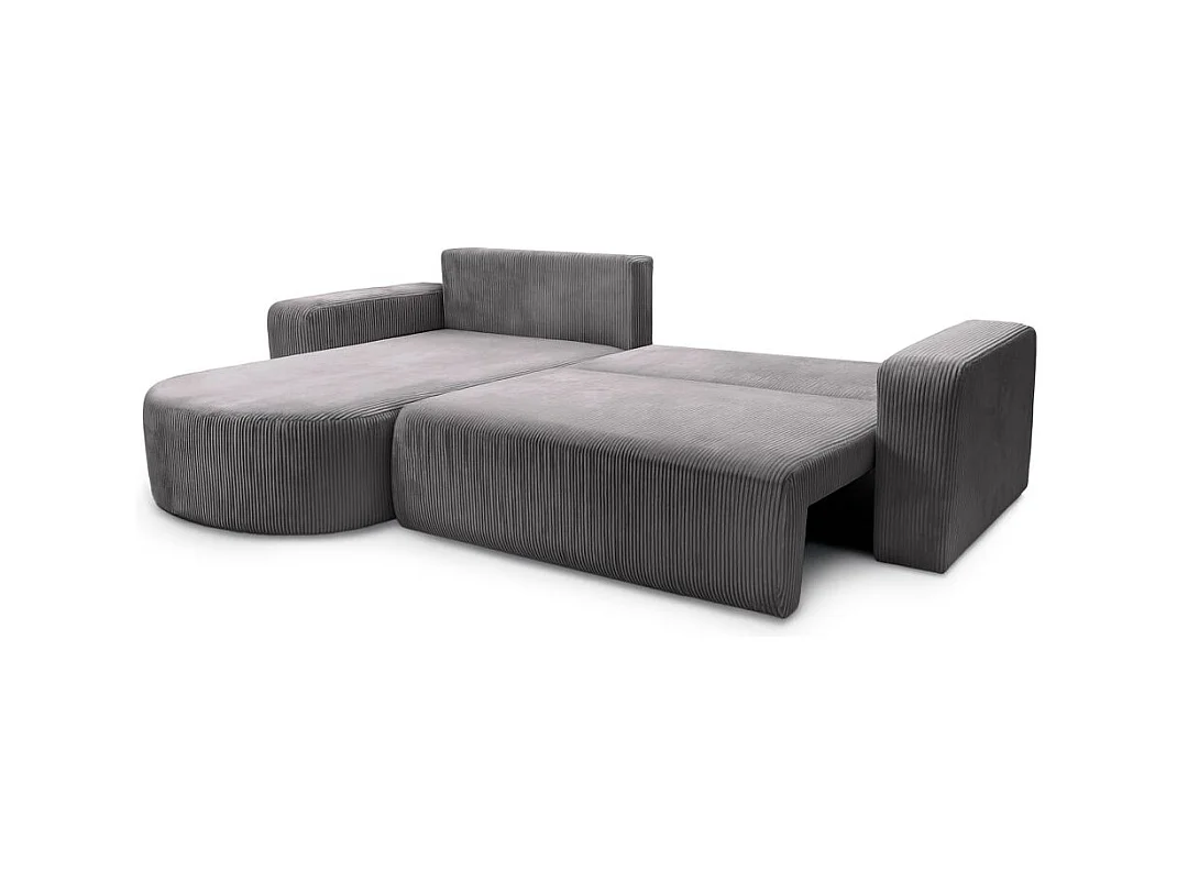 Canapé KIARA d'angle réversible convertible 4 places en velours côtelé - Gris anthracite