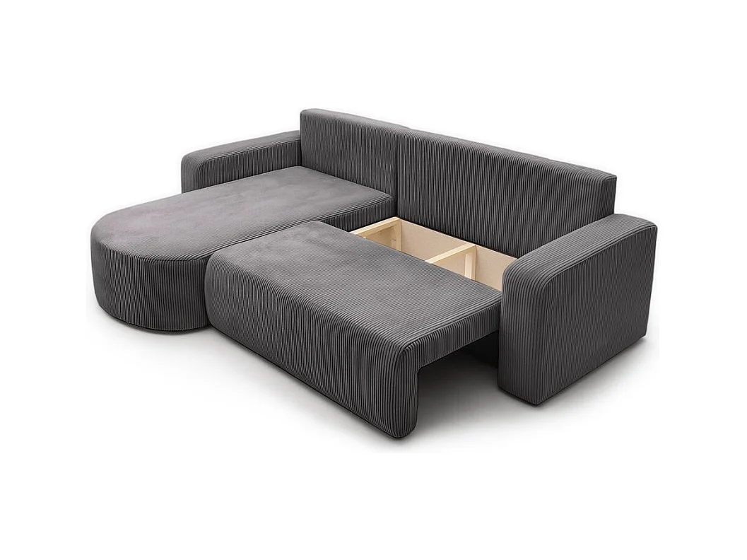 Canapé KIARA d'angle réversible convertible 4 places en velours côtelé - Gris anthracite