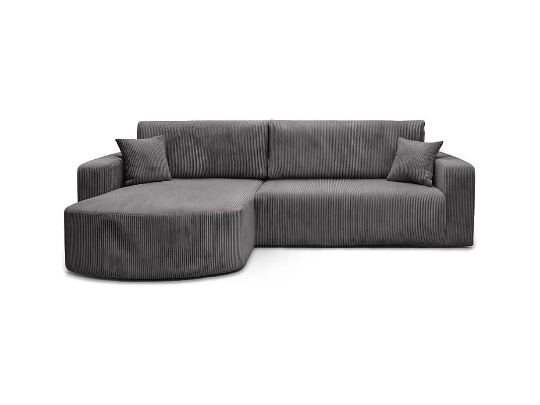 Canapé KIARA d'angle réversible convertible 4 places en velours côtelé - Gris anthracite