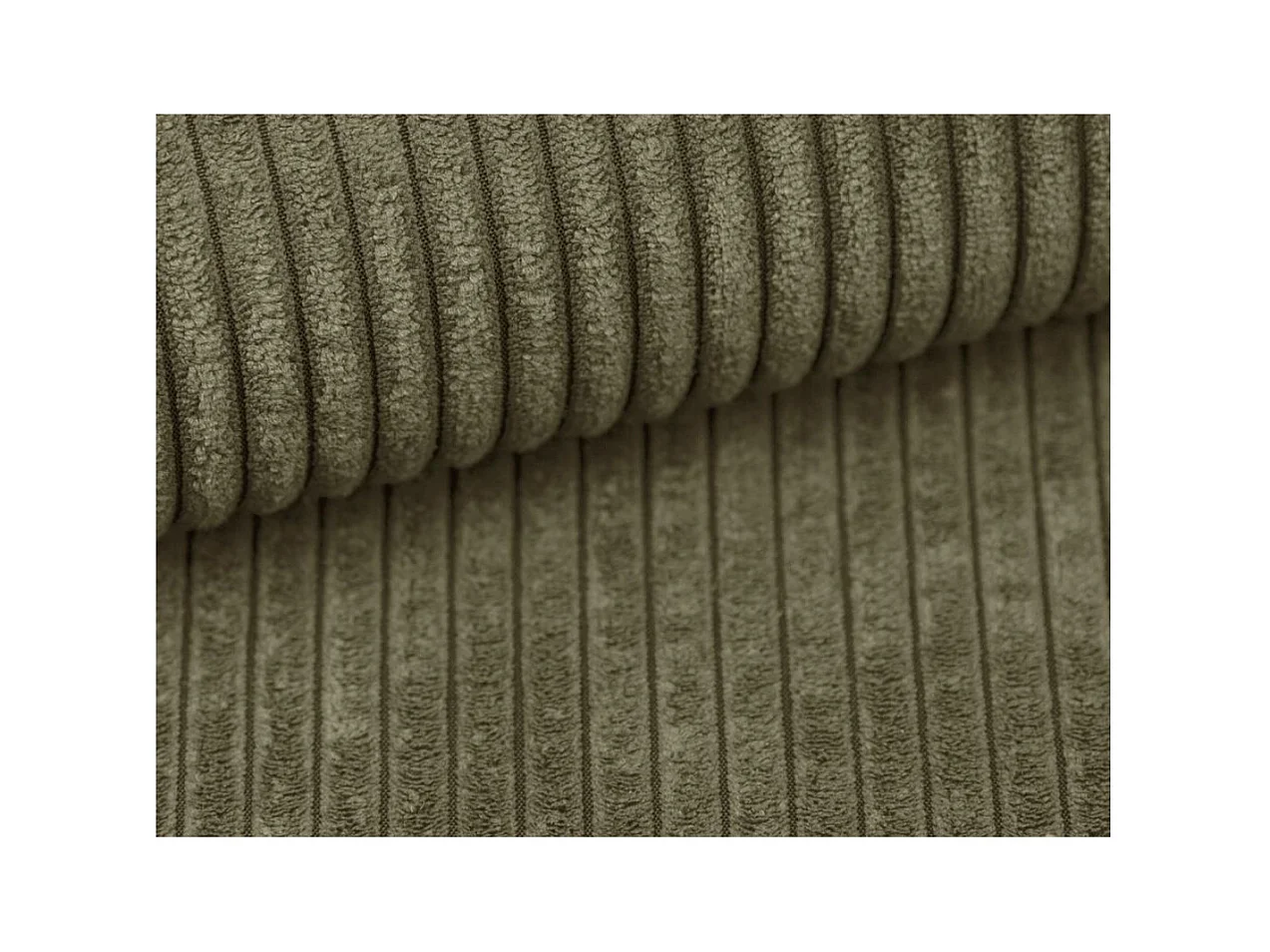 Canapé KIARA d'angle réversible convertible 4 places en velours côtelé - Vert kaki