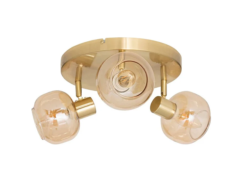 Plafonnier 3 lampes Pilia métal doré et verre Atmosphera