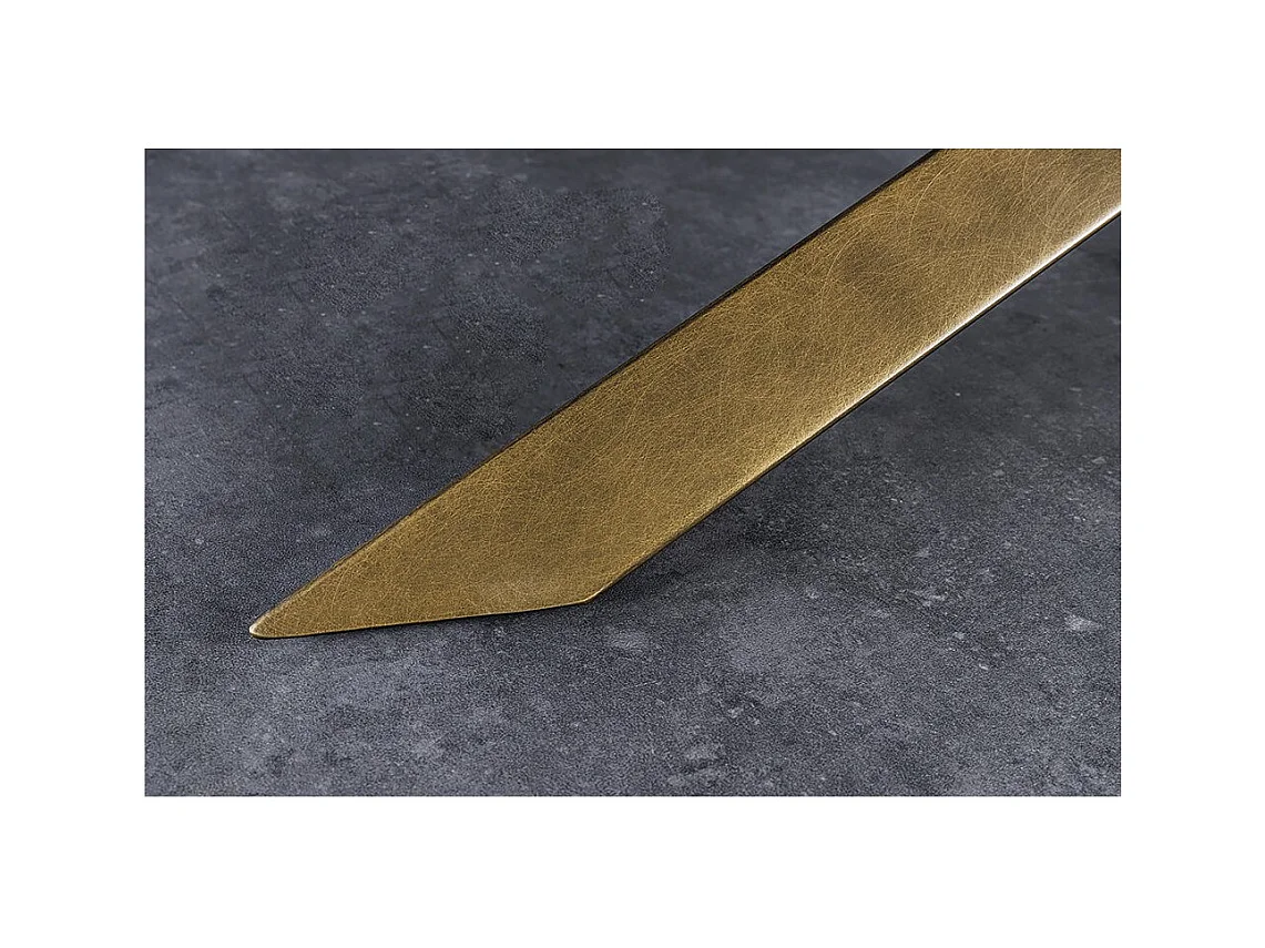 Table de salle à manger AERIS – Ovale 280 cm – Plateau céramique effet marbre blanc et bronze – Pieds métal – Style chic