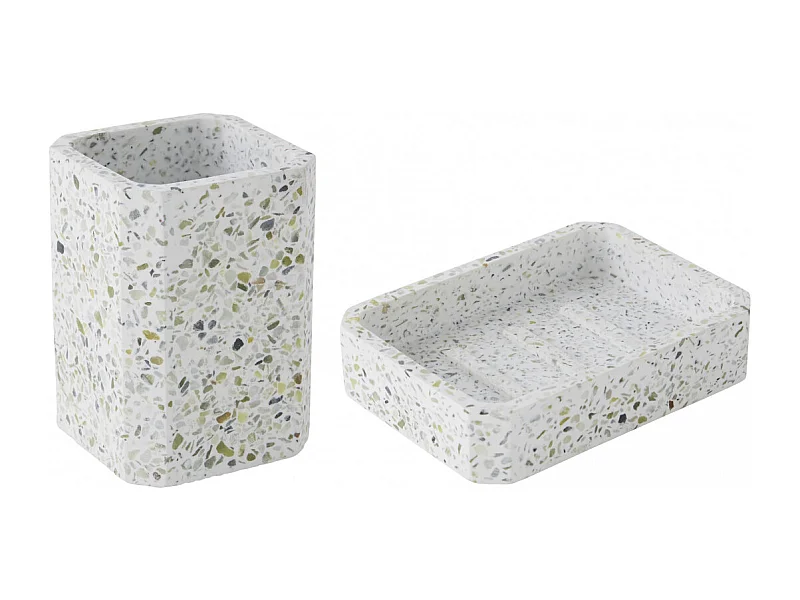 Set salle de bain terrazzo 2 pièces porte-savon vert