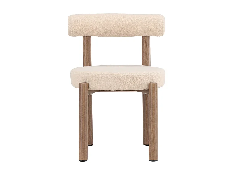 Tillo - Lot de 2 chaises en tissu bouclette et métal effet bois - Beige
