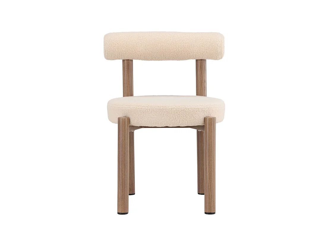 Tillo - Lot de 2 chaises en tissu bouclette et métal effet bois - Beige