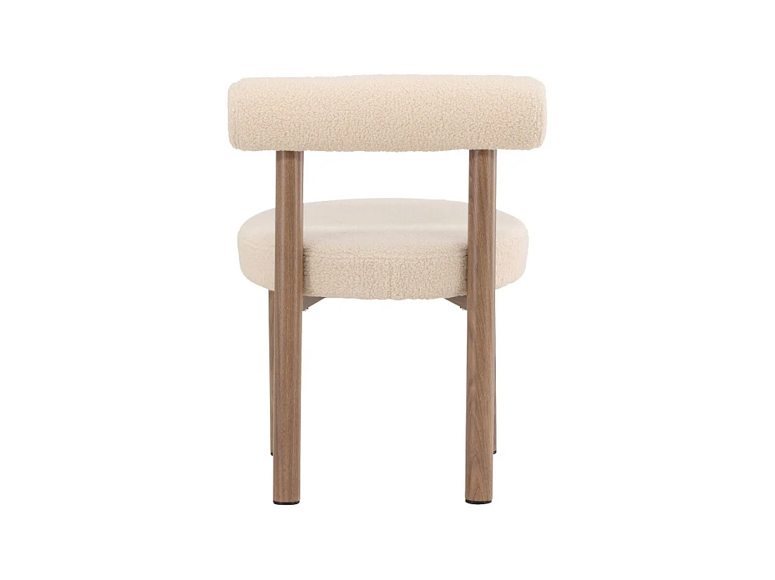 Tillo - Lot de 2 chaises en tissu bouclette et métal effet bois - Beige
