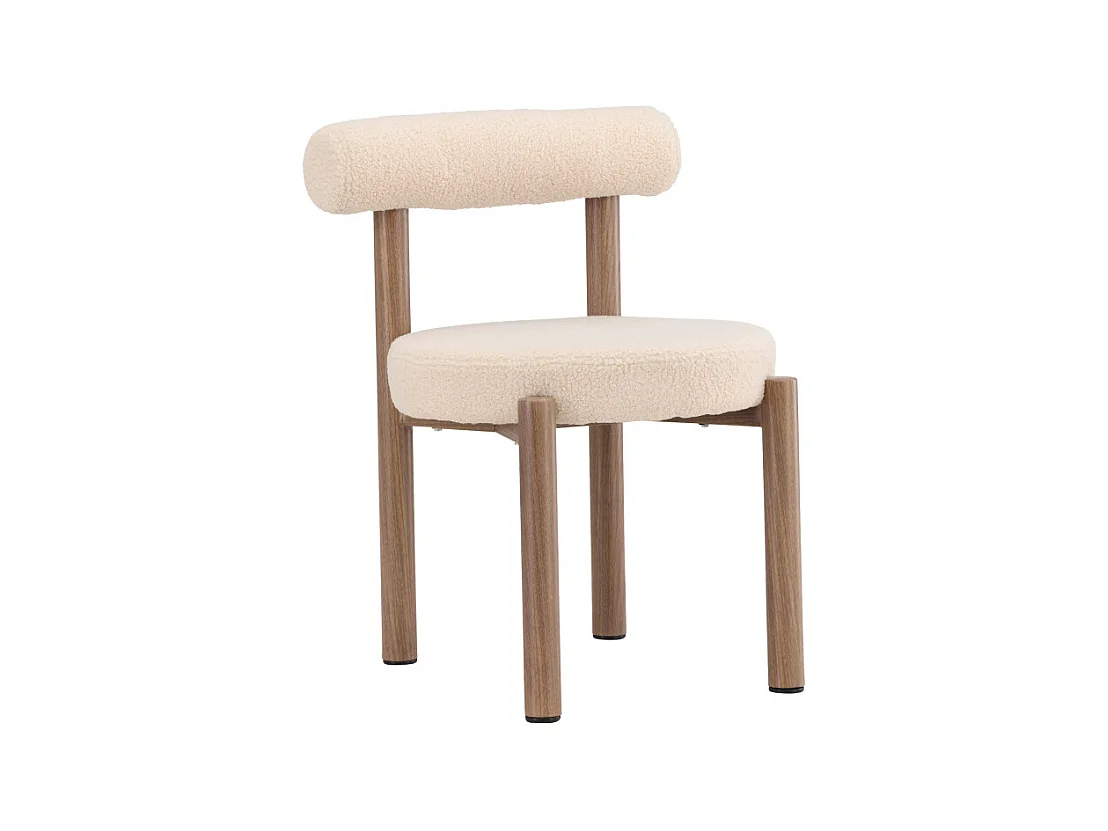 Tillo - Lot de 2 chaises en tissu bouclette et métal effet bois - Beige