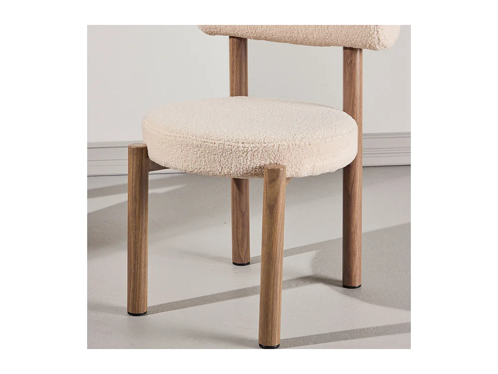 Tillo - Lot de 2 chaises en tissu bouclette et métal effet bois - Beige