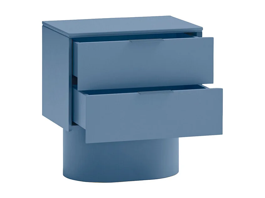 Totem - Table de chevet 2 tiroirs en bois - Bleu