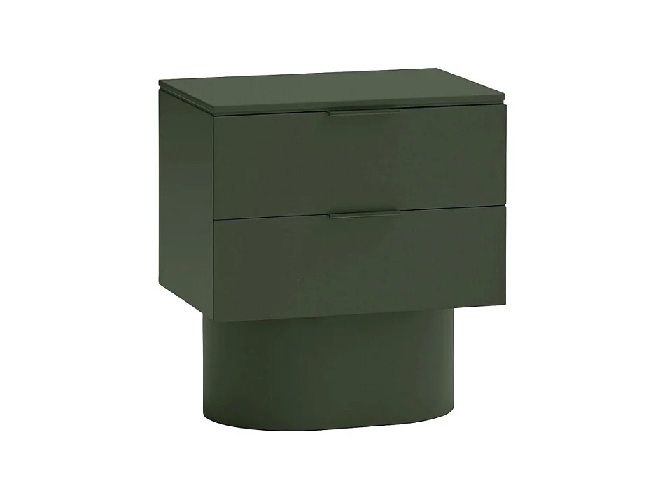 Totem - Table de chevet 2 tiroirs en bois - Vert olive
