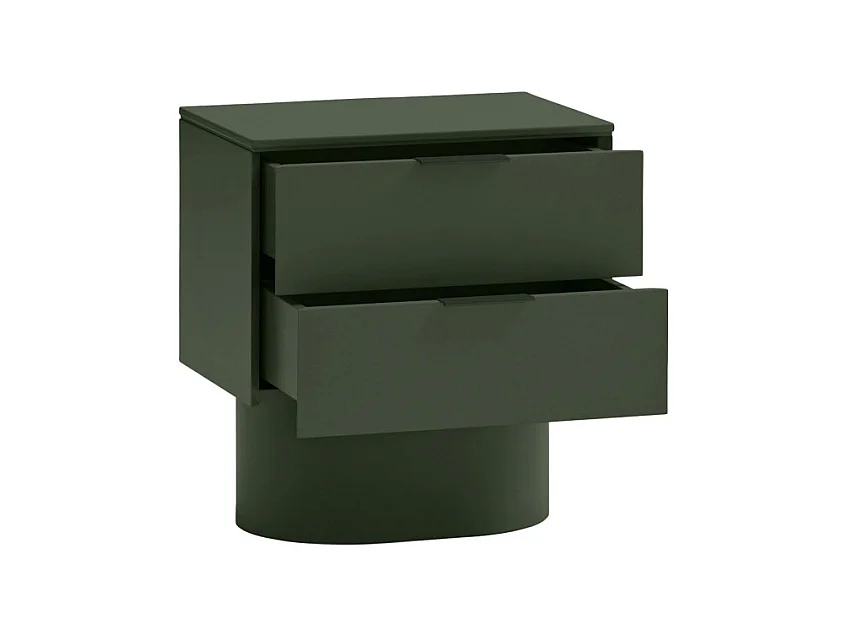 Totem - Table de chevet 2 tiroirs en bois - Vert olive