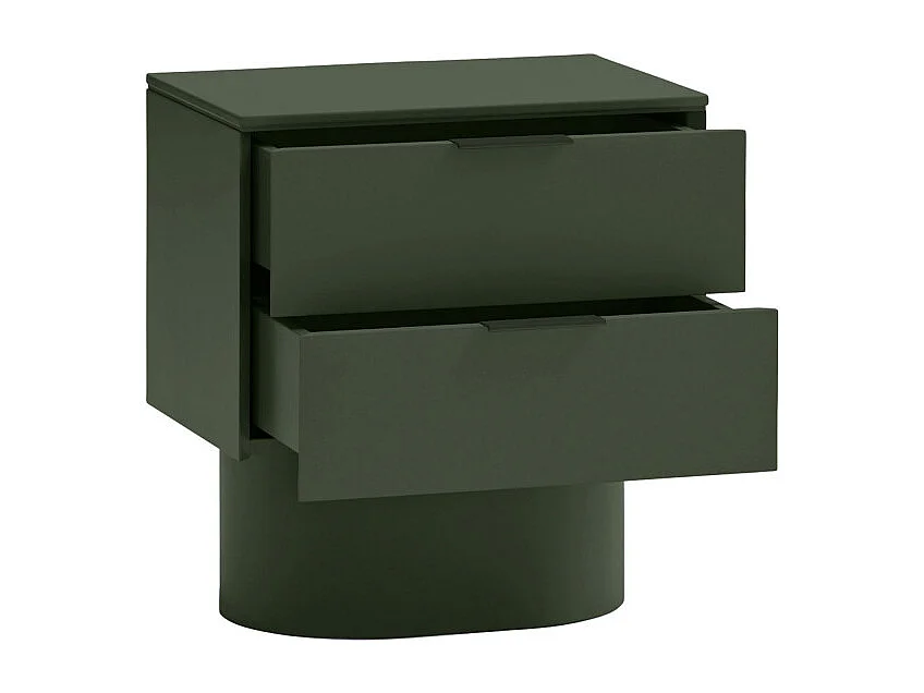 Totem - Table de chevet 2 tiroirs en bois - Vert olive