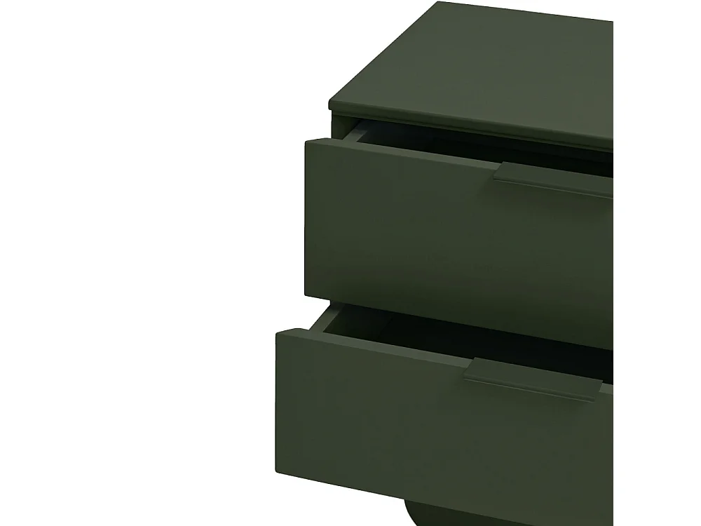 Totem - Table de chevet 2 tiroirs en bois - Vert olive