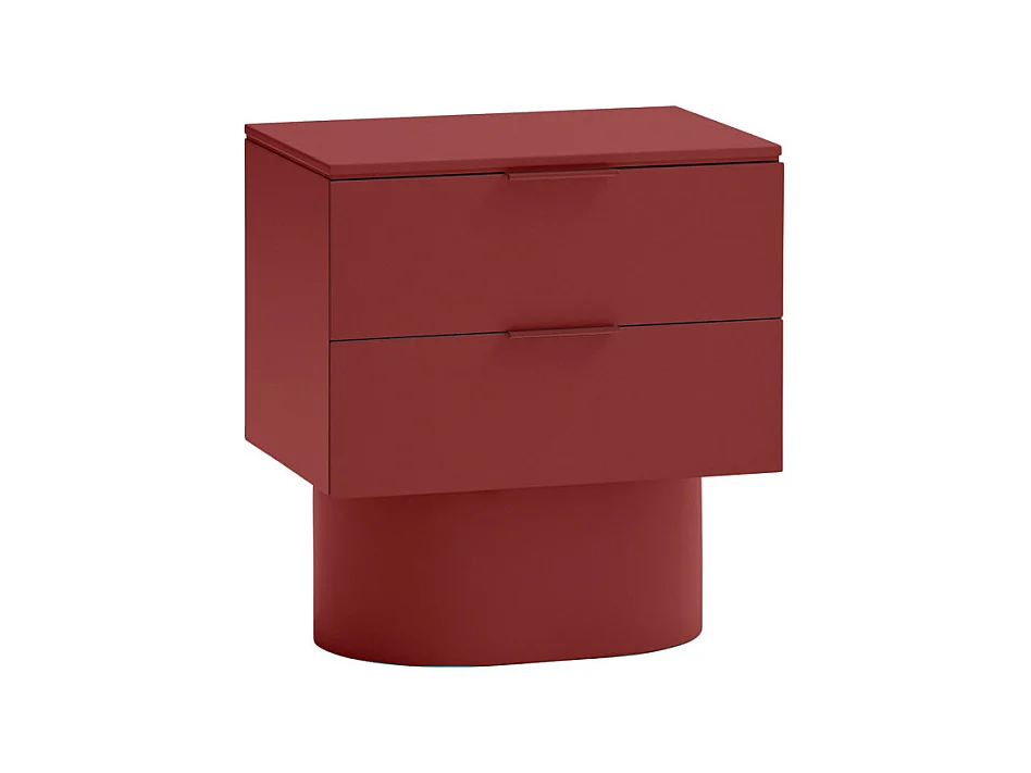 Totem - Table de chevet 2 tiroirs en bois - Rouge