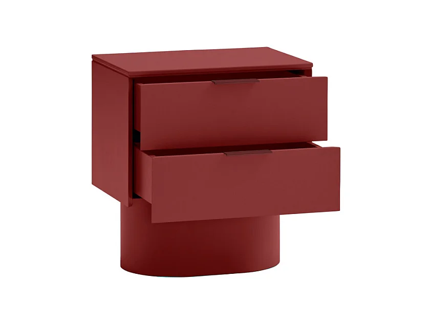 Totem - Table de chevet 2 tiroirs en bois - Rouge