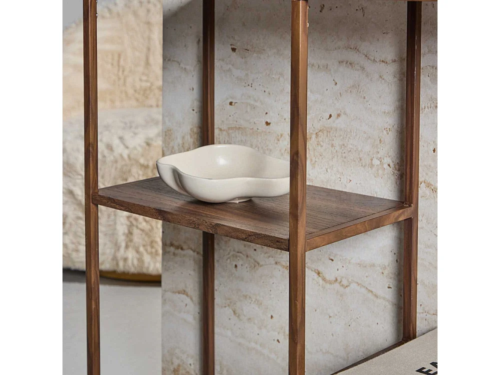 Étagère 3 Niveaux en Métal "Staal" 81cm Noyer