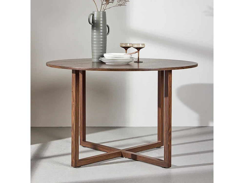 Table à Manger Ronde "Durango" 120cm Noyer