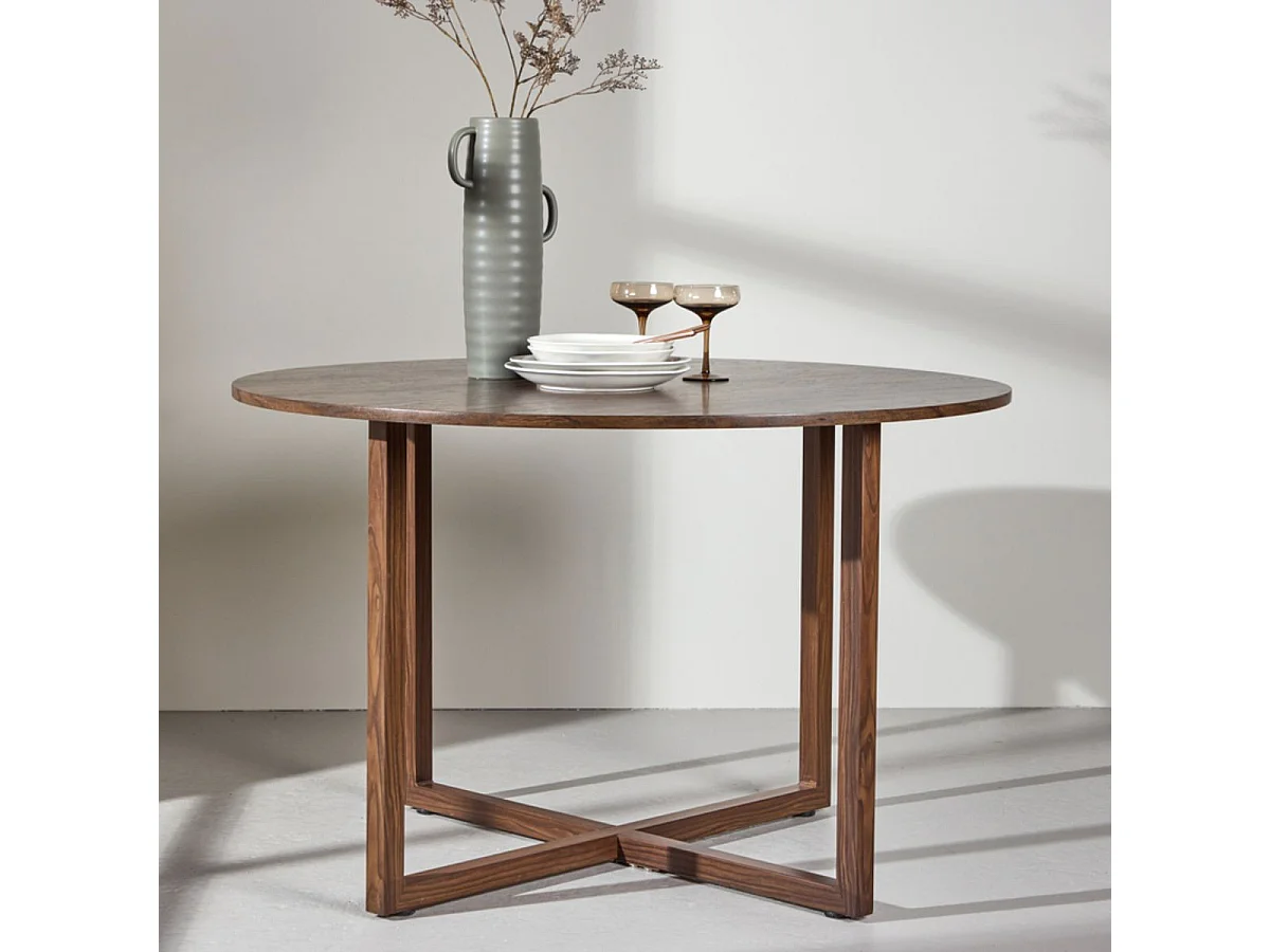 Table à Manger Ronde "Durango" 120cm Noyer