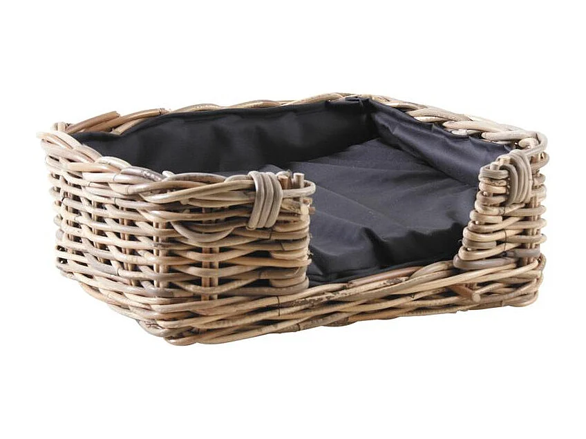 Lot de 3 paniers rectangulaires en poelet gris avec coussins noirs pour animaux | Aubry Gaspard