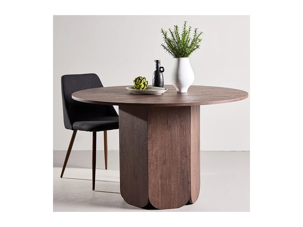 Table à Manger Ronde "Tekla" 120cm Marron