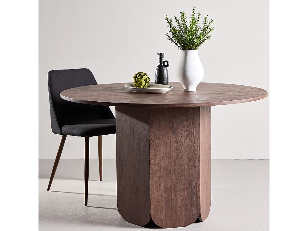 Table à Manger Ronde "Tekla" 120cm Marron