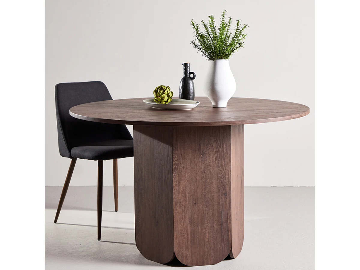 Table à Manger Ronde "Tekla" 120cm Marron