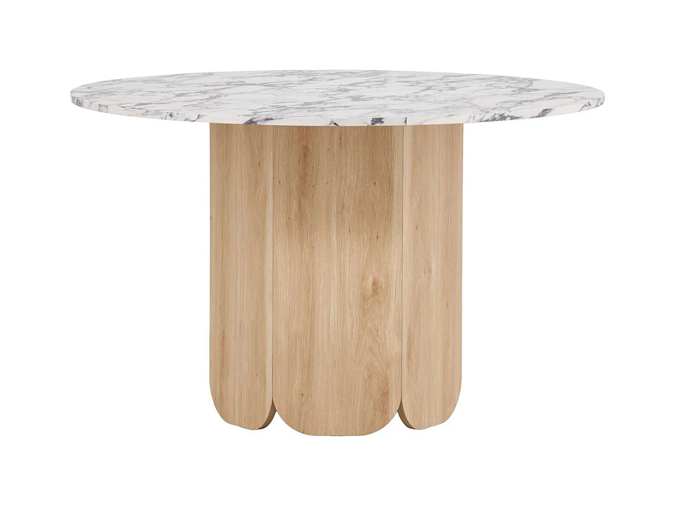Table à Manger Ronde Effet Calacatta "Tekla" 120cm Gris & Naturel