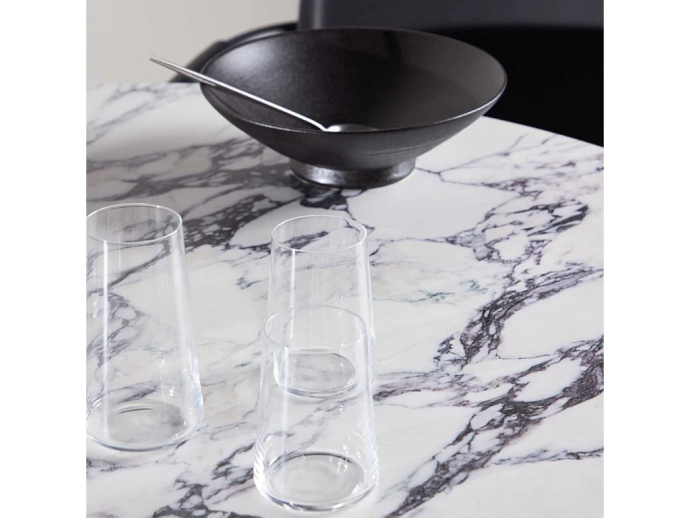 Table à Manger Ronde Effet Calacatta "Tekla" 120cm Gris & Naturel