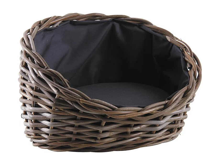 Lot de 3 paniers ovales en poelet gris avec coussins noirs pour animaux | Aubry Gaspard