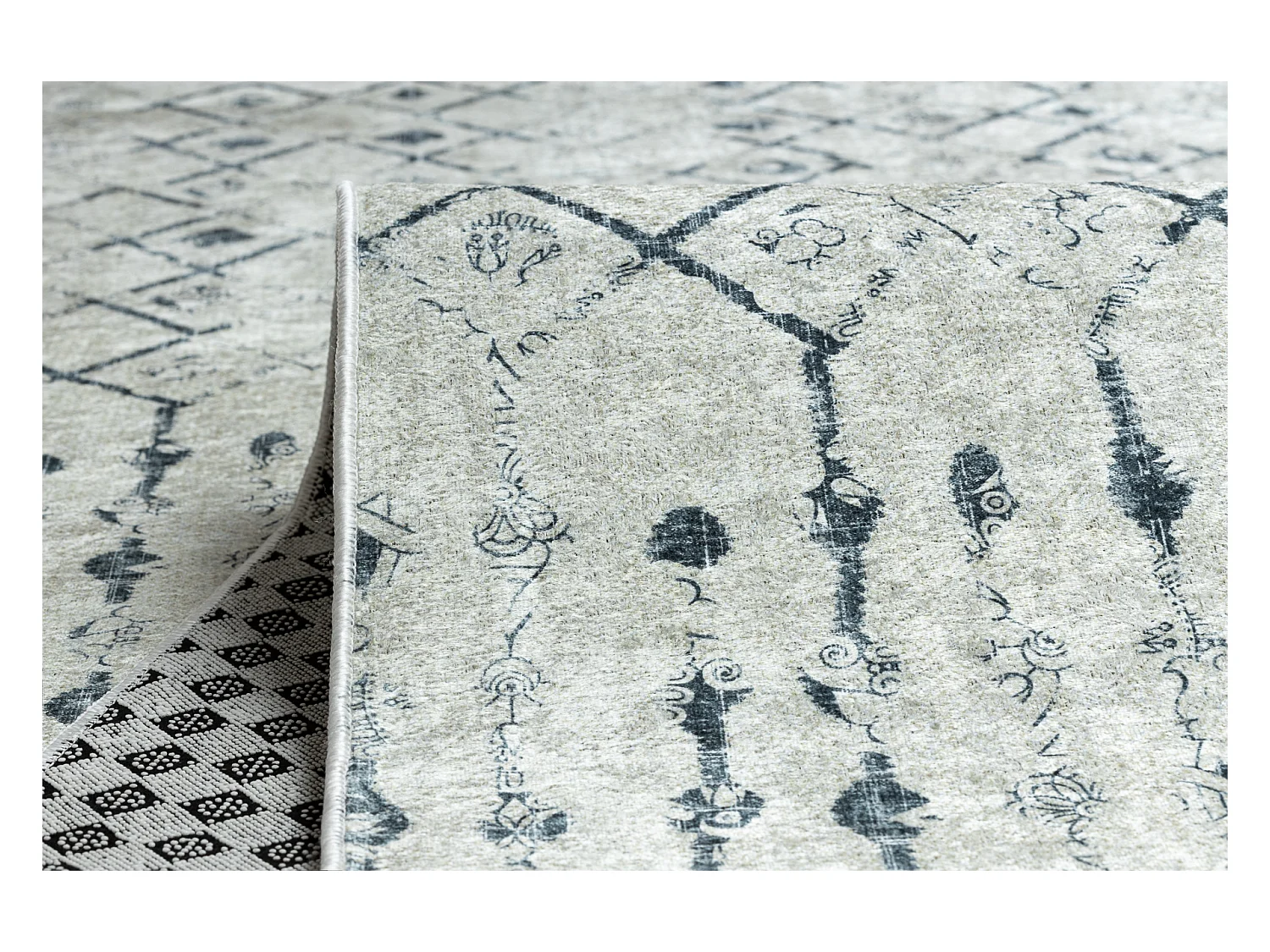 TAPIS DE COULOIR antidérapant LOTUS OASIS 43570 Boho beige lavable 100x790 cm