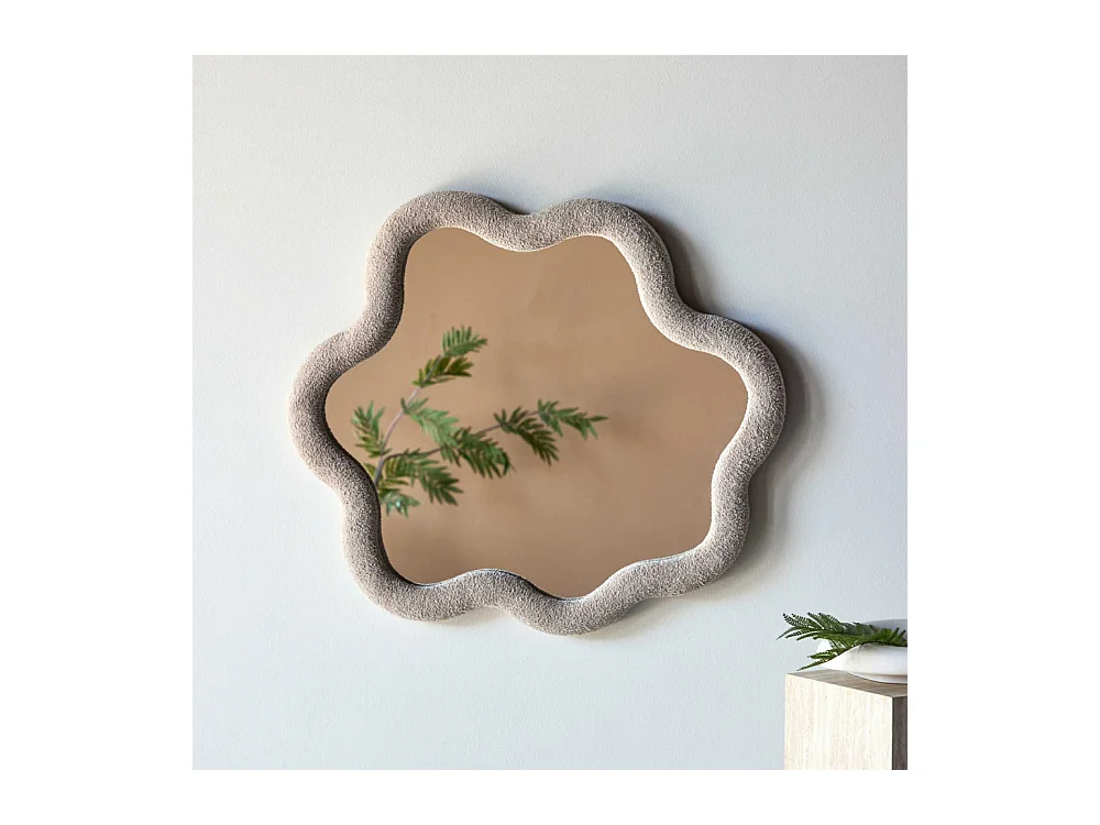 Miroir Mural Ondulé "Kungsbacka" 70cm Beige