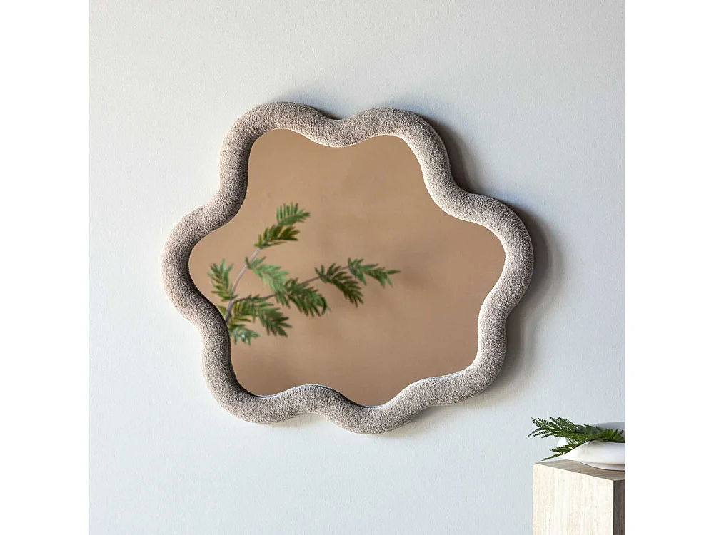 Miroir Mural Ondulé "Kungsbacka" 70cm Beige
