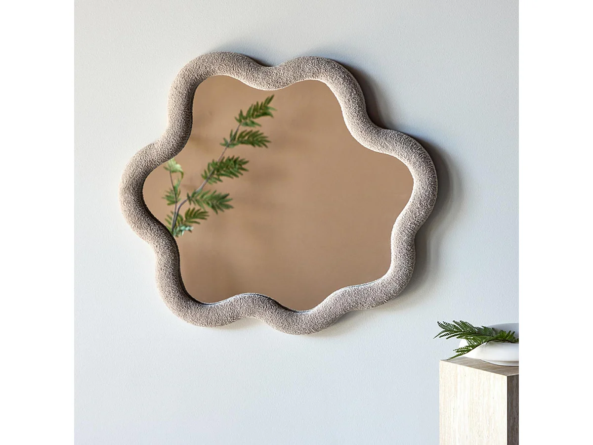 Miroir Mural Ondulé "Kungsbacka" 70cm Beige