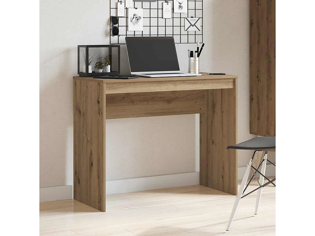 Bureau chêne artisanal 90x40x72 cm bois d'ingénierie