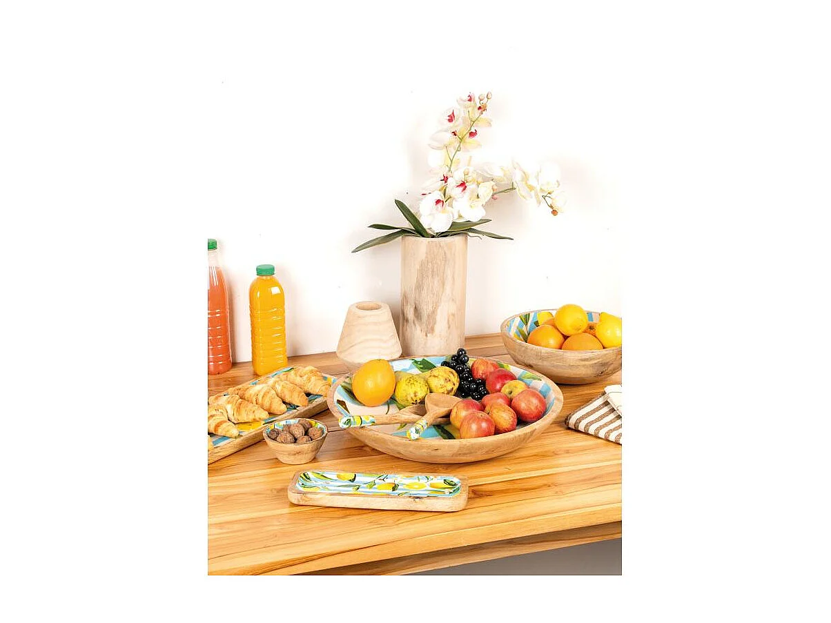 Paire de Couverts à Salade en Manguier et Résine Décor Citron | Aubry Gaspard