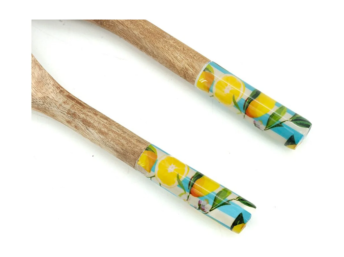 Paire de Couverts à Salade en Manguier et Résine Décor Citron | Aubry Gaspard