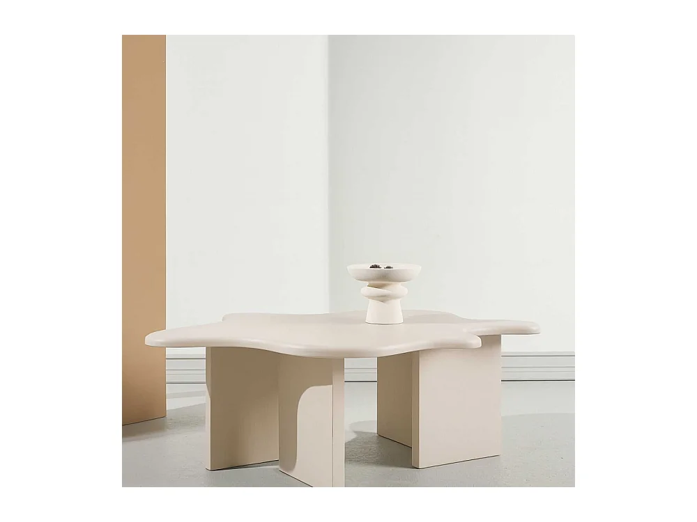 Table Basse Design "Flower" 116cm Beige