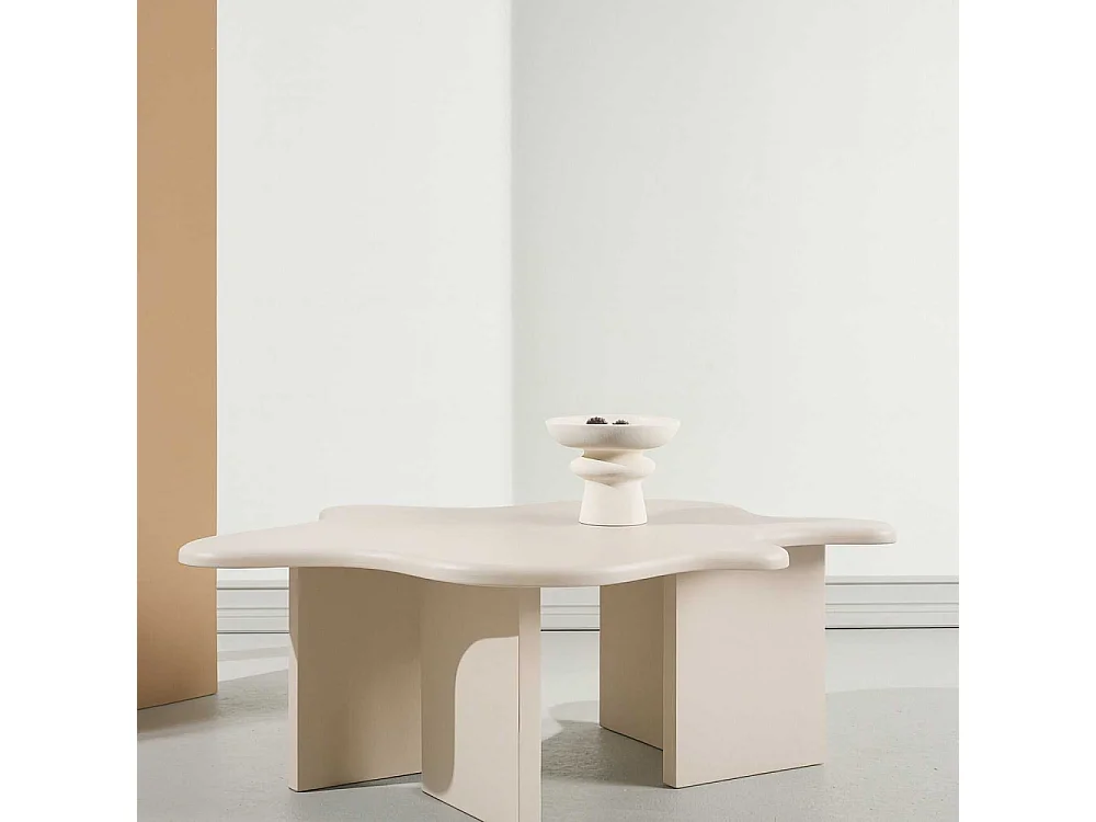 Table Basse Design "Flower" 116cm Beige
