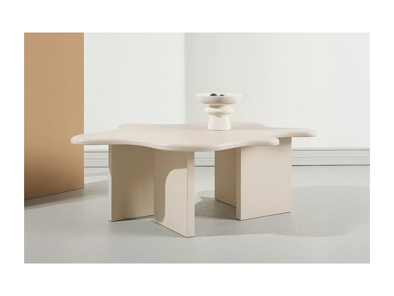 Table Basse Design "Flower" 116cm Beige