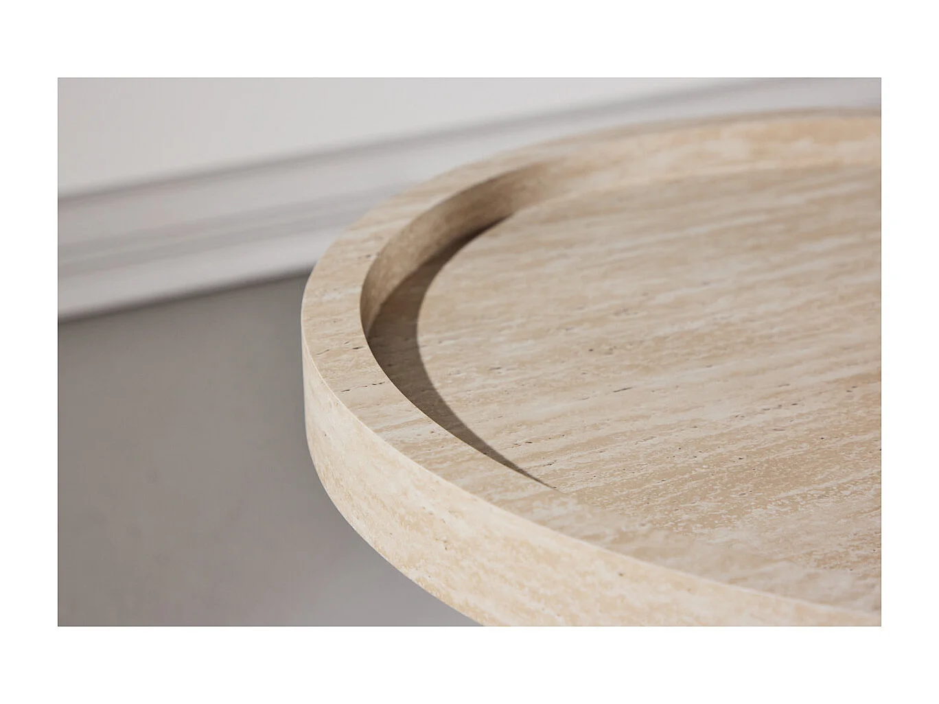 Table Basse Effet Travertin "Krille" 60cm Beige