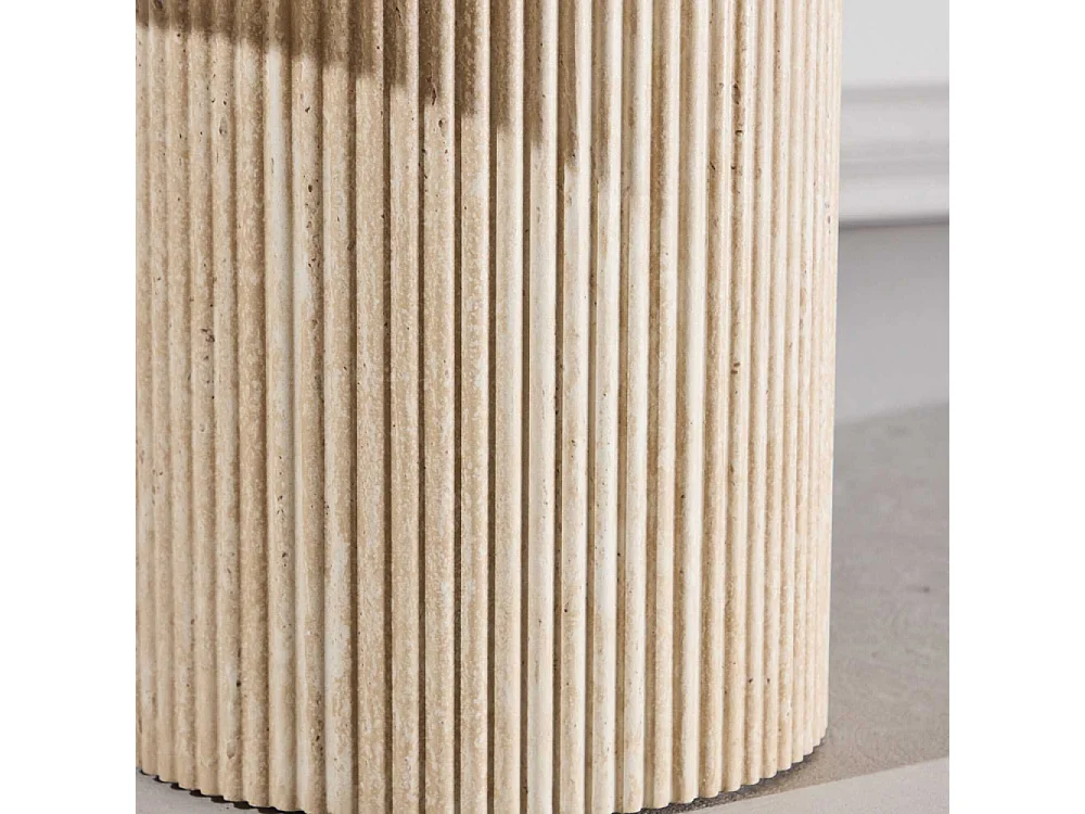 Table Basse Effet Travertin "Krille" 60cm Beige