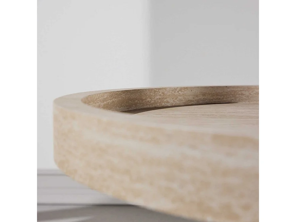 Table Basse Effet Travertin "Krille" 60cm Beige