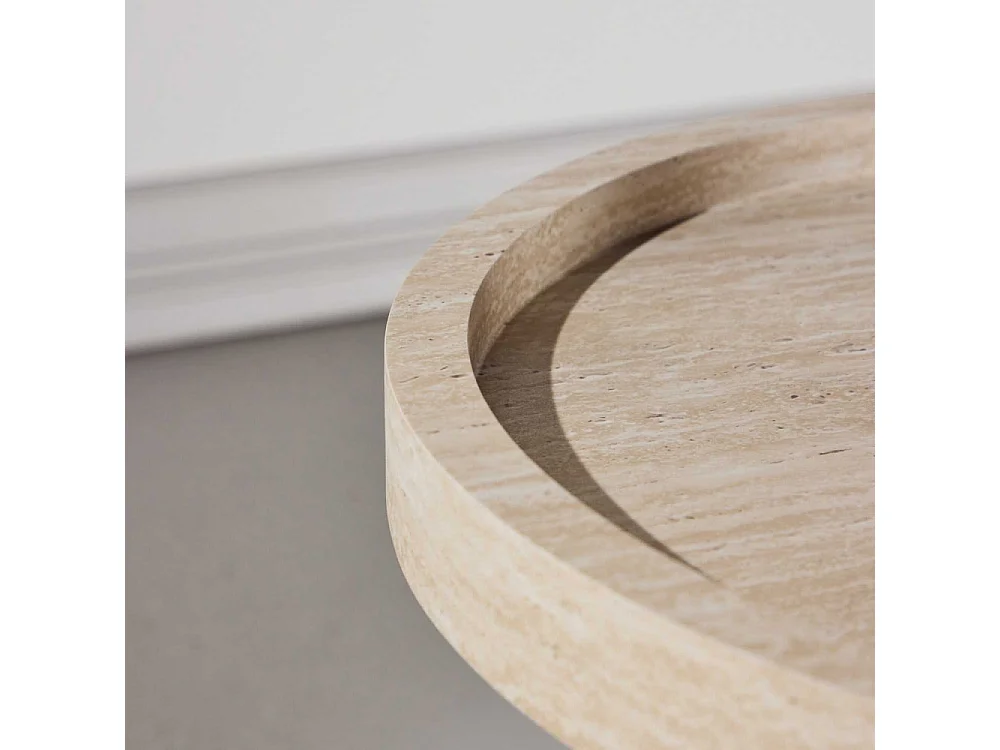 Table Basse Effet Travertin "Krille" 60cm Beige
