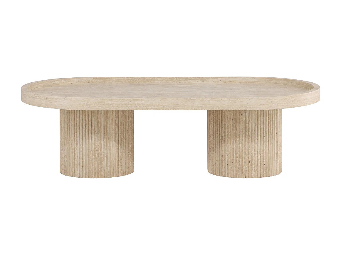 Table Basse Effet Travertin "Krille" 120cm Beige