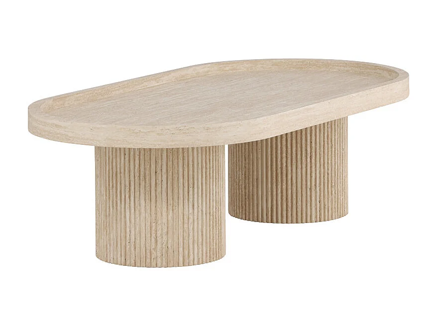 Table Basse Effet Travertin "Krille" 120cm Beige