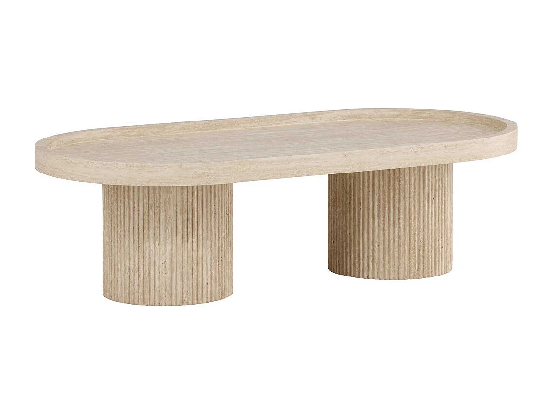Table Basse Effet Travertin "Krille" 120cm Beige