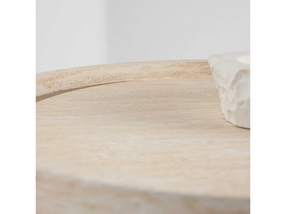 Table Basse Effet Travertin "Krille" 120cm Beige